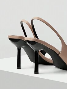 MOTF PREMIUM SQUARE TOE HIGH HEEL SANDALS FOR WOMEN, SIMPLE SOLID COLOR DESIGN WITH THIN HEELS, FOR NEW YEAR HOLIDAY, SPRING SHOES SPRING BREAK EASTER - Apricot - View 4