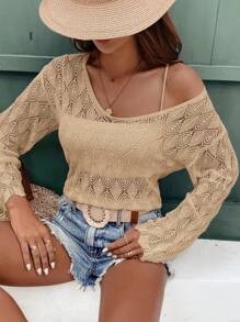 SHEIN Frenchy Cardigan en crochet d'été pour femmes, avec évidements, idéal pour les vacances d'été et la plage