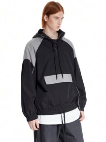 Manfinity VCAY Veste coupe-vent de créateur avec blocs de couleurs et passepoil réfléchissant