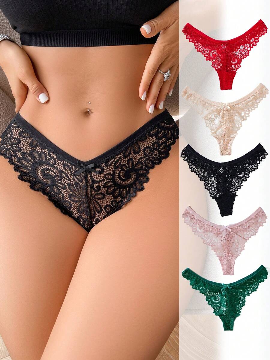 Bộ Của 5 Gợi cảm Của phụ nữ Ren Thongs Đồ lót - Nhiều màu - Xem 1