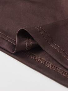 Sparklyn Teen Girls' Solid Color Simple Daily Short Sleeve Dress - Coffee Brown - View 3