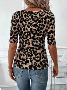 SHEIN Clasi Camiseta ajustada de mujer con cuello asimétrico y unicolor