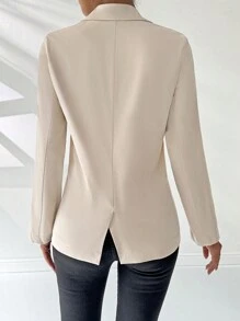Chiquease Ladies' Hollow Out & Twisted Design Fashionable Waistcoat Blazer - Apricot - View 2