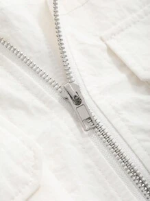 DAZY Áo khoác vest nhiều túi đơn giản, màu trơn, mặc hàng ngày dành cho nữ - trắng - Xem 6
