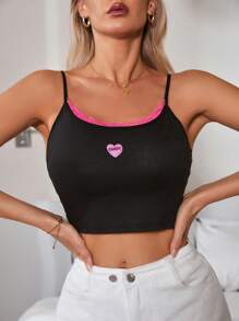 SHEIN Camisola / camiseta / chaleco básico para mujer con encaje impreso y decorado para todas las estaciones