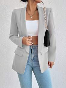 RosyDaze Sjaalkraag Effen kleur Lange mouw Elegante blazer