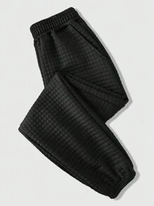 Chillumni Men's Plus Size Casual Daily Wear Black Jogger Pants