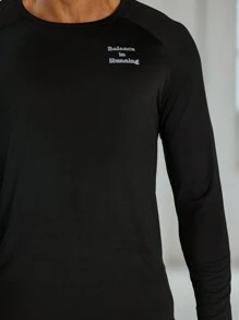 Manfinity Sport Corelite Boyfriend Style Men's Round Neck Letter Printed Casual Long Sleeve Sports T-Shirt Boyfriend Style Men Sweatshirt Men Thermal Shirtsthermal Shirt Menmen Thermalgym Top Long Sleevelong Sleeve Gym Top