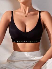 Yoga Women's Cartoon Printed Backless Bra - Black - View 4