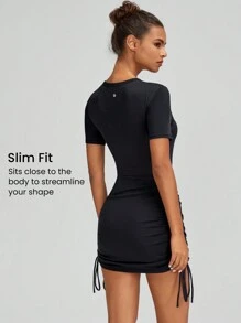 GLOWMODE Modal Playtime Long-Sleeve Pleated Dress Daily Casual - Black - View 2