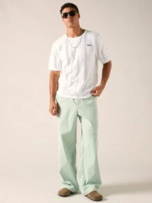 Manfinity VCAY Men's Fashionable Summer Loose Knit Short Sleeve Top - White - View 6