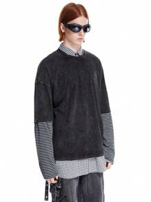 Manfinity VCAY Designer Double Sleeves Acid Washed T-Shirt - Black - View 7