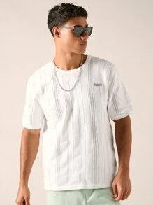 Manfinity VCAY Men's Fashionable Summer Loose Knit Short Sleeve Top - White - View 7