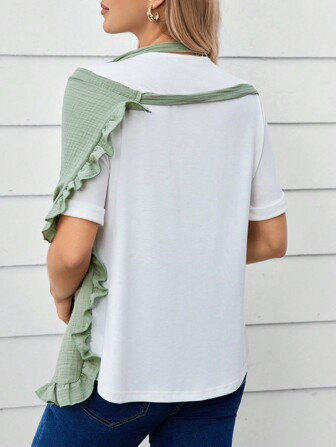 1pc Pure Cotton Soft Skin-Friendly Nursing Cover With Lace Trim For Breastfeeding Moms, Great For Outdoor Use