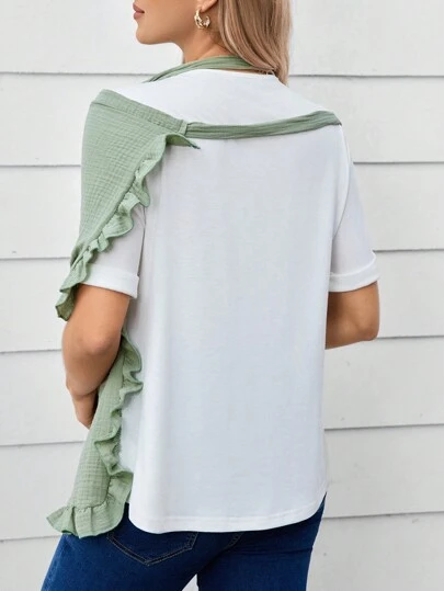 1pc Pure Cotton Soft Skin-Friendly Nursing Cover With Lace Trim For Breastfeeding Moms, Great For Outdoor Use