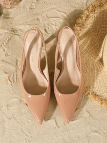 On feet& in love 2025秋冬季女士时尚优雅尖头细高跟鞋，后跟系带设计，适合搭配礼服出席婚礼等场合，优雅女士高跟鞋，优雅 - 杏色 - 查看 4