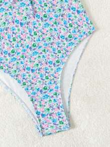 Swim Mod Summer Beach Vacation One-Piece Swimsuit With Random Ditsy Floral Print - Multicolor - View 5