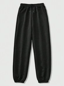 Chillumni Men's Plus Size Casual Daily Wear Black Jogger Pants