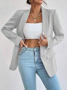 RosyDaze Sjaalkraag Effen kleur Lange mouw Elegante blazer