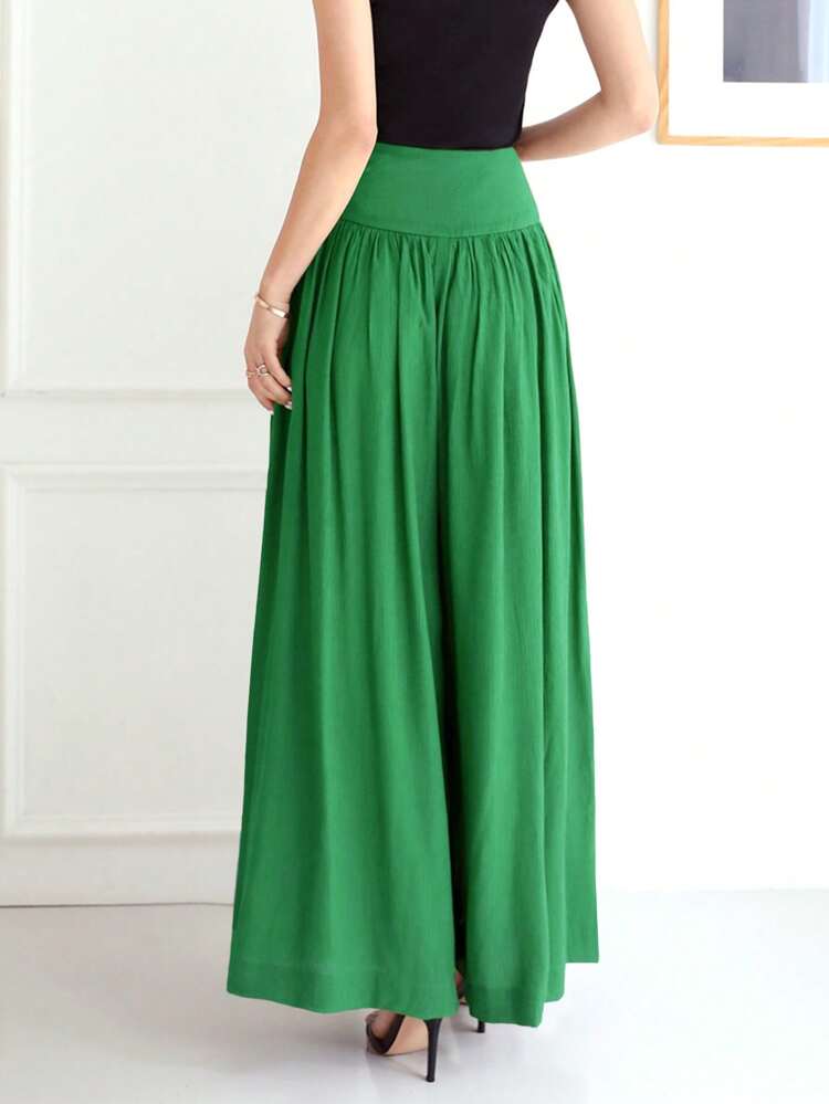 New Chinese-Style Textured Loose Wide-Legged Comfortable Pants With Buckle Decoration To Cover Flesh And Highlight Slim Figure For Women
