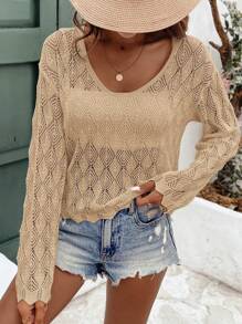 SHEIN Frenchy Cardigan en crochet d'été pour femmes, avec évidements, idéal pour les vacances d'été et la plage