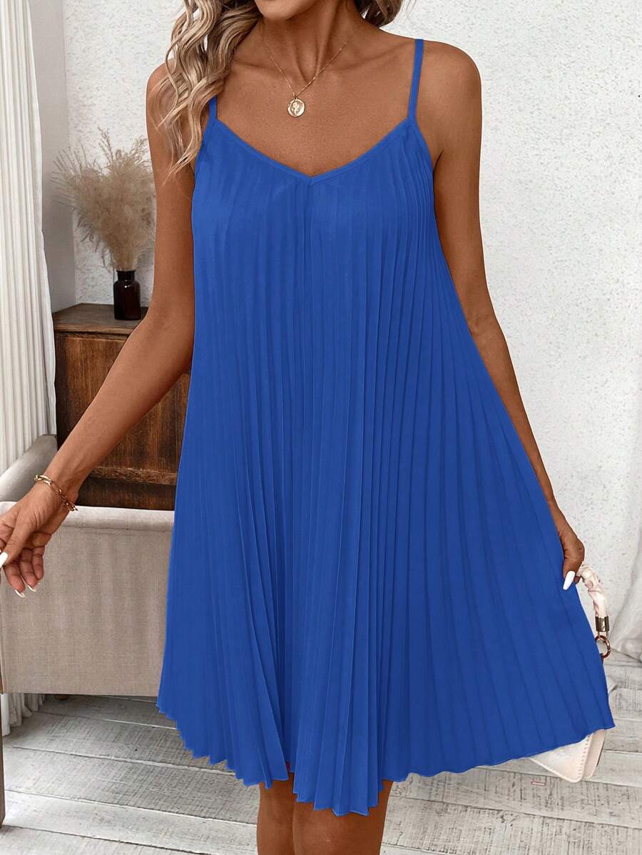 SHEIN Clasi Orange Pleated Strapless Dress Coral Dress Spring Dress - Royal Blue - View 1