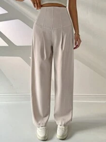 Chiquease Pantaloni drepti cu talie înaltă - Caisă - Vizualizare 1