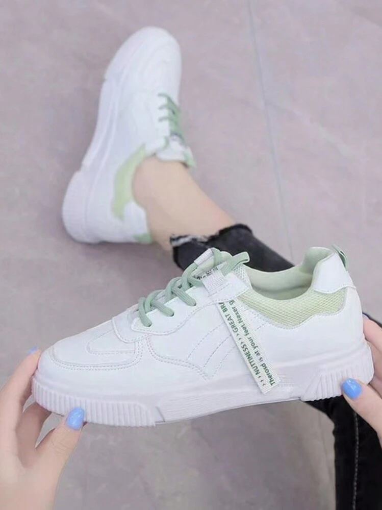 New Summer Style Women's White Sneakers, Hot Green Breathable Mesh Casual Sports Shoes - Green - View 1