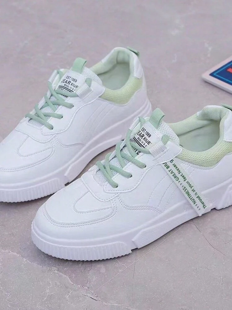 New Summer Style Women's White Sneakers, Hot Green Breathable Mesh Casual Sports Shoes - Green - View 4