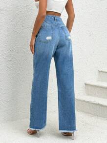 RueChic Jeans droits haute taille Snow Wash