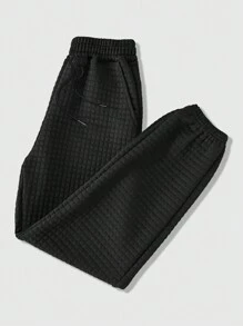 Chillumni Men's Plus Size Casual Daily Wear Black Jogger Pants