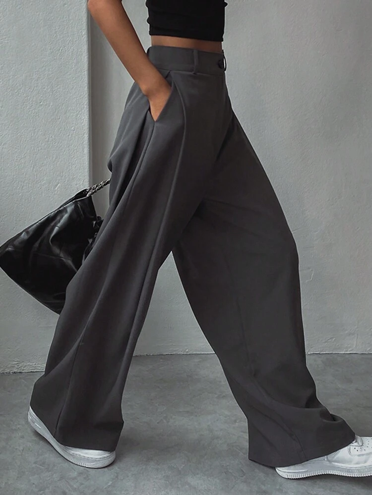 Women's Solid Color Casual Fit Casual Street Style Daily Wide Leg Pants Y2k,Teacher Pants