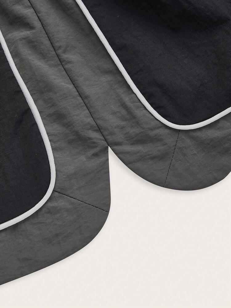 Ladies' Black & Gray Contrast Street Style Bodycon Knit Skirt