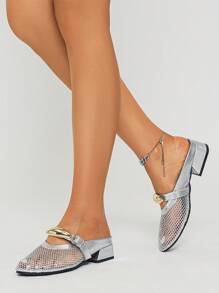 Schicke High Heel Sommer Sandalen für Damen mit geschlossener, Cut Out Netz-Zehenpartie