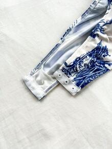 Soleia Body vintage para mujer en estilo informal y romántico con estampado floral azul y blanco y estilo sin espalda en forma de copa, ideal para vacaciones
