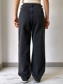 DAZY Women's Plain Simple Daily Denim Jeans - Dark Grey - View 4