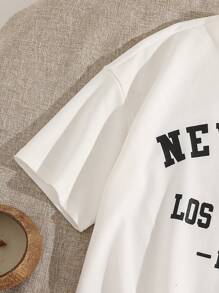 Tween Girl Casual Knit Round Neck Short Sleeve T-Shirt And Shorts Set For Spring/Summer Outfits - White - View 4