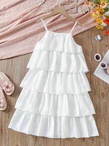 Sommerliches Freizeitkleid für Tween Mädchen mit Kuchen-Cami-Stil Einfarbig