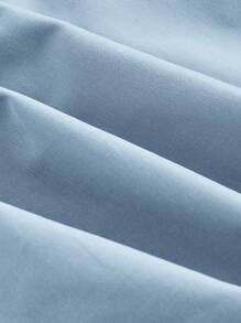 SHEIN MOD 大尺碼夏季休閑純色裙，大口袋和前排鈕扣設計 - 藍色 - 查看 5