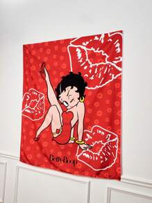 Betty Boop | ROMWE Cartoon Characters And Lips Printed Tapestry - Multicolor - View 5