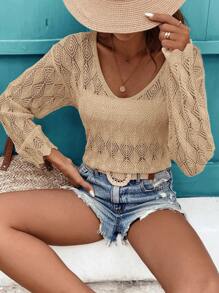 SHEIN Frenchy Cardigan en crochet d'été pour femmes, avec évidements, idéal pour les vacances d'été et la plage