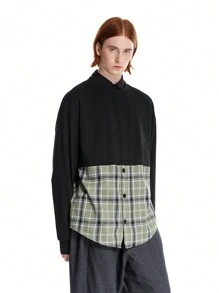 Manfinity VCAY Designer Hybrid Flannel Checked Sweatshirt - Black - View 2