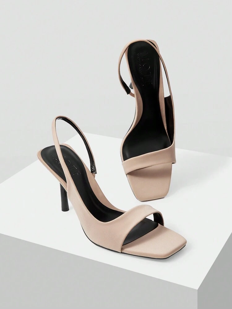 SANDALIAS DE TACÓN ALTO CON PUNTERA CUADRADA PARA MUJERES, DISEÑO DE unicolor SIMPLE CON TACONES FINOS, PARA NAVIDAD, OTOÑO, AÑO NUEVO, DÍA DE SAN VALENTÍN