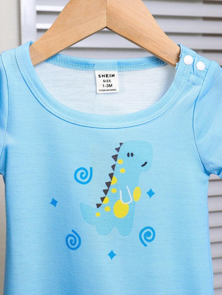 Baby Boy 3pcs Striped & Cartoon Graphic Romper