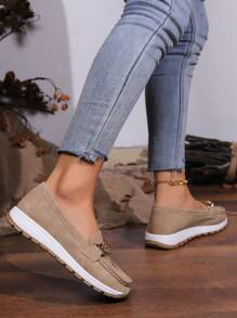 2025秋夏镂空新款皮鞋中老年女士乐福鞋女软底坡跟透气洞洞鞋