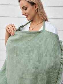 1pc Pure Cotton Soft Skin-Friendly Nursing Cover With Lace Trim For Breastfeeding Moms, Great For Outdoor Use