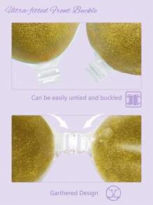 Sujetador adhesivo de silicona transparente con brillo dorado