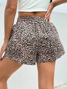 SHEIN PETITE CURVE Letter Patched Detail Wide Leg Shorts Plus Size Summer Clothes For People Of Shorter Stature - Multicolor - View 2