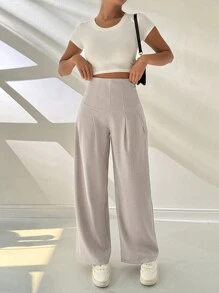 Chiquease Pantaloni drepti cu talie înaltă - Caisă - Vizualizare 6