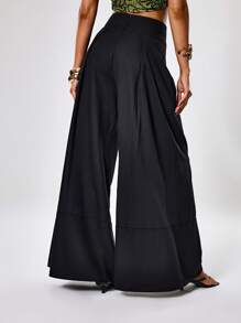 MUSERA Pantaloni eleganti con gamba extra ampia, estivi, sexy, chic e casual - nero - Visualizzare 2